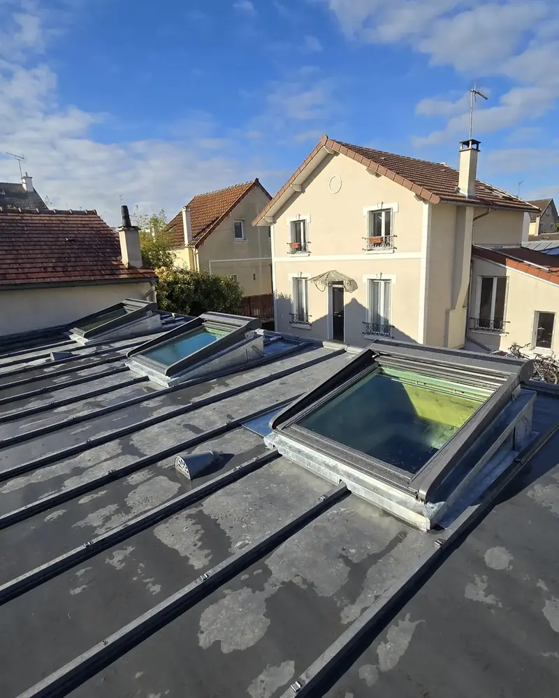 Fenêtres de toit sur zinc, terminées – Trois fenêtres de toit raccordées à la couverture zinc, chantier terminé
